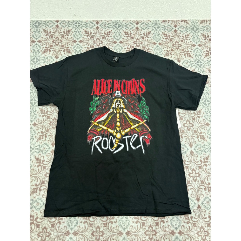 Alice In Chains Rooster Graphic T-Shirt Mens Large Black Gildan Heavy Cotton